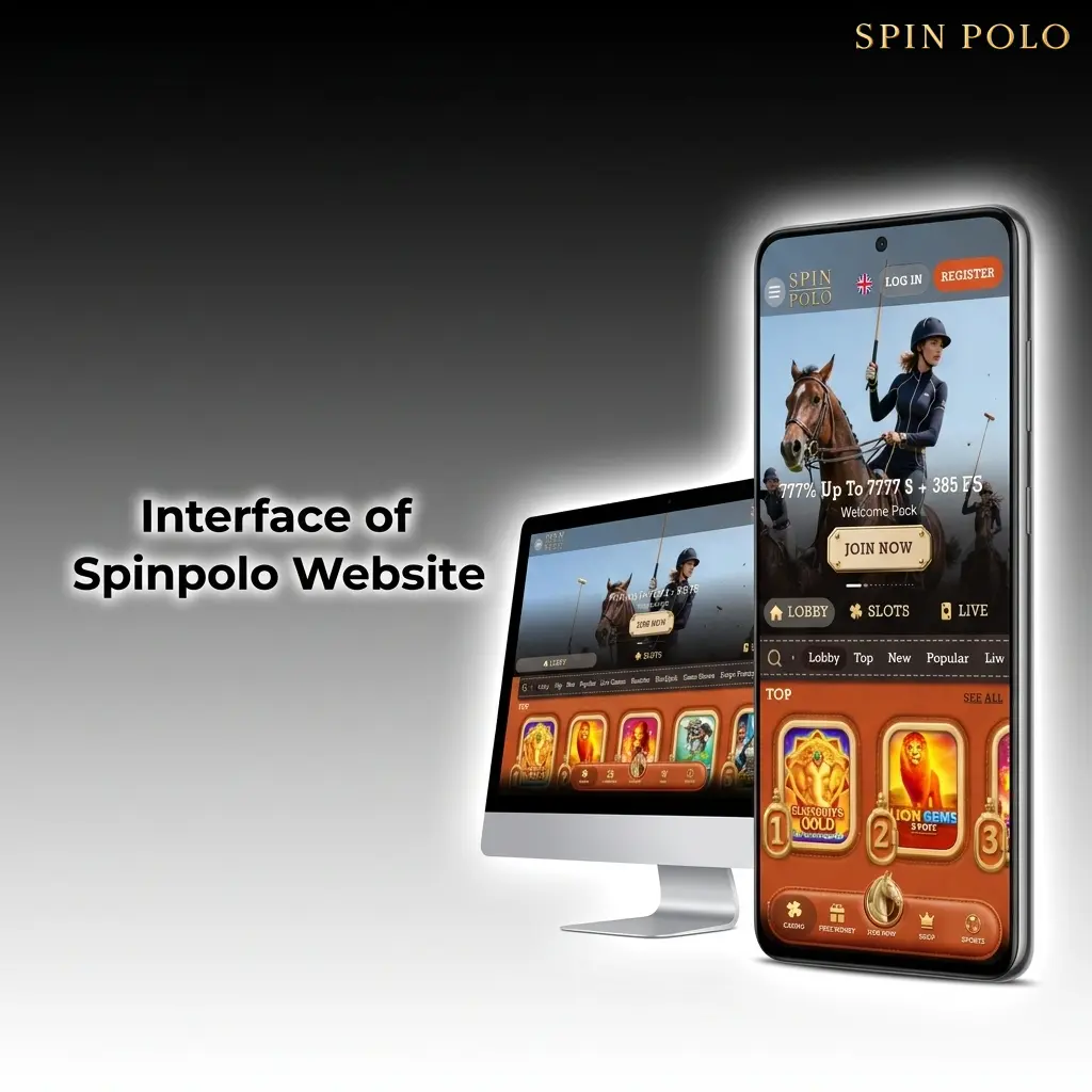 Spinpolo website interface showing top navigation bar with Sports, Casino, Live Casino, Promotions, and account options for Australian users