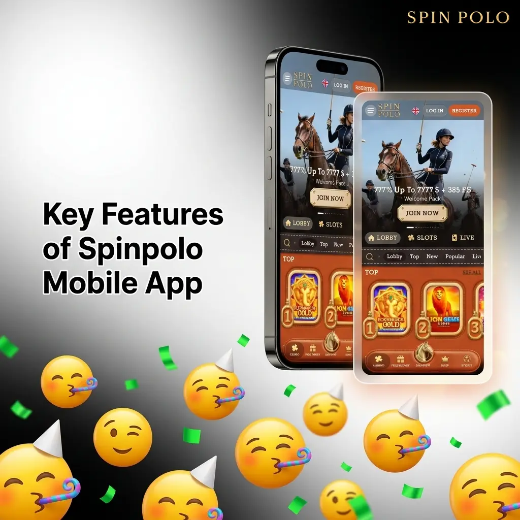 Spinpolo mobile app features including AUD support, bonuses, sportsbook, crypto payments, and 24/7 support for Australians