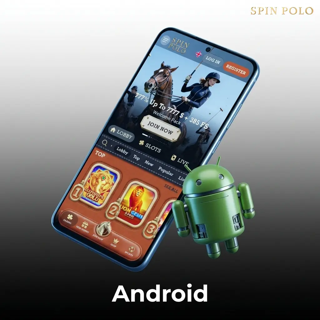 Spinpolo Android app installation guide showing APK download and setup steps for smartphones and tablets