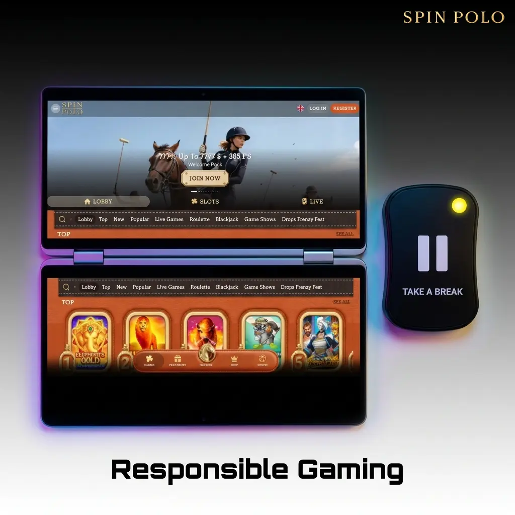Spinpolo responsible gaming tools including deposit limits, self-exclusion, session limits, and links to Australian support resources
